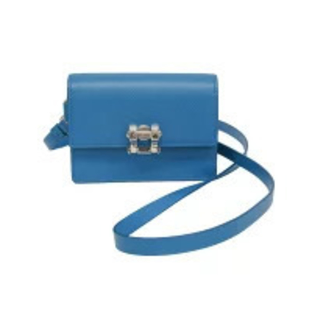 Prada Saffiano Lock Pouch Leather Shoulder Bag Blue